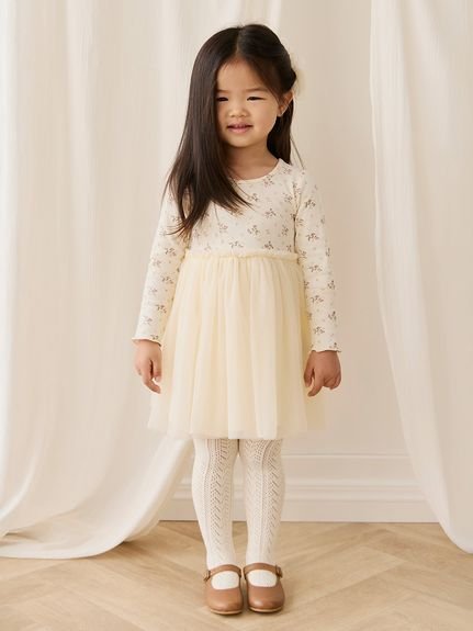 【ベビー＆キッズ】チュール長袖ワンピース Thelma Egret（80～120cm）