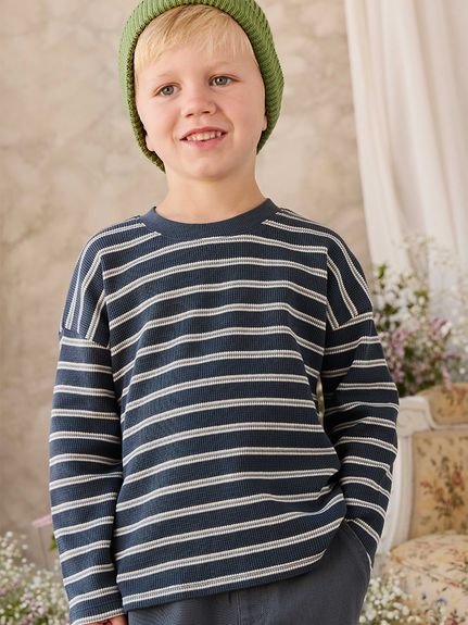 【ベビー＆キッズ】ボーダーロンT Dreamer Stripe Captain／オーガニックコットン（70～100cm）