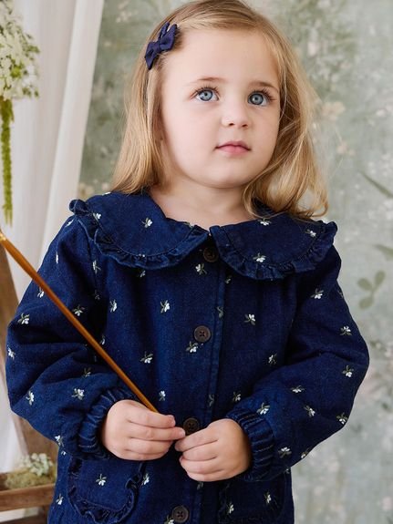 【ベビー＆キッズ】キルティング刺繍デニムジャケット Lisa Indigo（70～120cm）