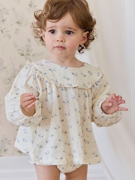 【ベビー＆キッズ】モスリン長袖ブラウス Molly Blue（70～120cm）