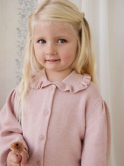 【ベビー＆キッズ】フリル襟ニットカーデ Peachy Keen Marle（70～120cm）